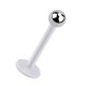 Labret- / Tragus-Piercing Stecker Bioflex PTFE Weiß Kugel Stahl 316L
