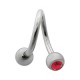 Helix- / Spiral-Piercing Chirurgenstahl Zwei Rote Strasssteine