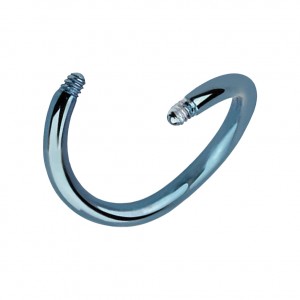Einzelner Piercing-Stab Spirale Titan Grad 23 Eloxiert Hellblau