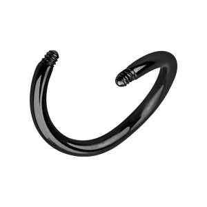 Einzelner Piercing-Stab Spirale Blackline Titan Grad 23 Eloxiert Schwarz