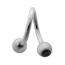 Helix- / Spiral-Piercing Chirurgenstahl Zwei Schwarze Strasssteine