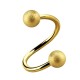 Gold Anodized Shiny Effect Twisted/Helix Piercing Barbell w/ Balls