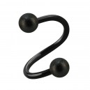 Spiral- / Helix-Piercing Eloxiert Schwarz Glanz Effekt Kugeln
