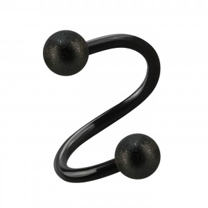 Spiral- / Helix-Piercing Eloxiert Schwarz Glanz Effekt Kugeln