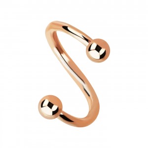 Spiral- / Helix-Piercing Eloxiert Golden Rosa Kugeln