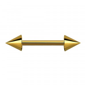 Gold Anodized Nipple Barbell Ring w/ Spikes
