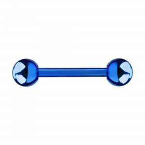 Blue Anodized Nipple Barbell Ring w/ Balls