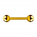 Gold Anodized Nipple Barbell Ring w/ Balls