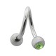 Helix- / Spiral-Piercing Chirurgenstahl Zwei Hellgr&uuml;ne Strasssteine