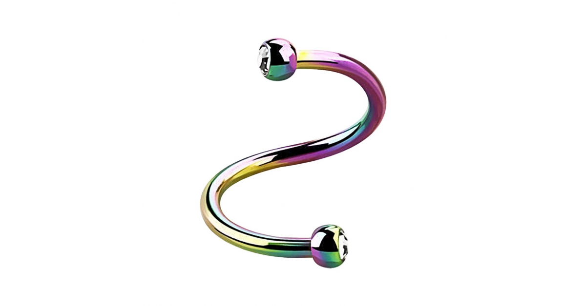 Piercing Espiral / Helix Anodizado Multicolor Dos Pequeñas Strass 2.5 ...