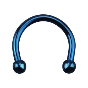 Micro-Hufeisen-Piercing Ohr Eloxiert Blau Mini-Kugeln