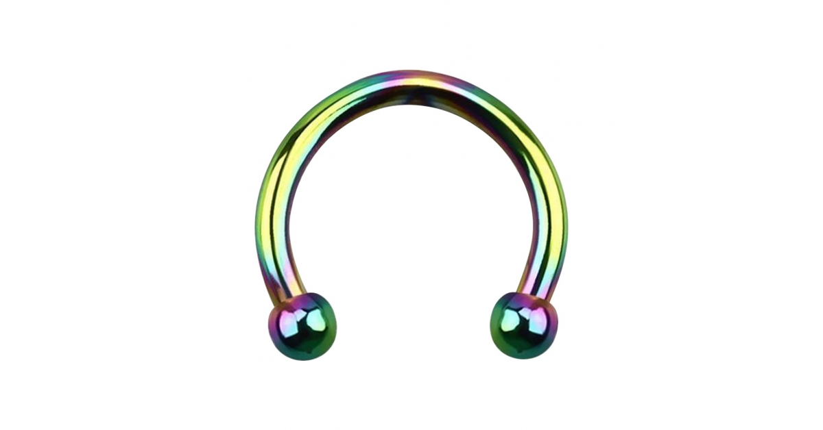 VOTREPIERCING Rainbow Anodized Grade 23 Titanium Tragus/Earlob Ring w/Two Balls Piercing Jewel 1.6 x 8 5/16 x 3 mm