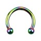 Rainbow Anodized Ear Circular Barbell Micro-Piercing w/ Mini-Balls