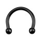 Hufeisen-Mikro-Piercing Ohr Blackline Eloxiert Schwarz Mini-Kugeln