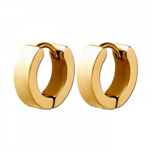 Ohrringe Stahl 316L Quadratischer Rand Dicker Ring Eloxiert Golden