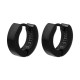 Black Anodized Squared Edge Large Ring 316L Steel Earrings Ear Pair