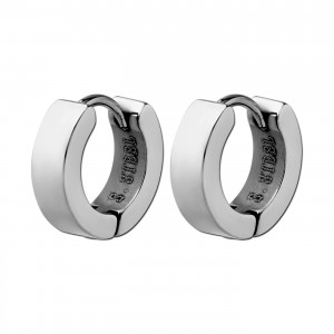Metallized Squared Edge Large Ring 316L Steel Earrings Ear Pair