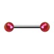 Pink Shimmering Effect Acrylic Two Balls Nipple Barbell Ring