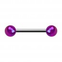 Purple Shimmering Effect Acrylic Two Balls Nipple Barbell Ring