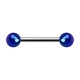 Blue Shimmering Effect Acrylic Two Balls Nipple Barbell Ring