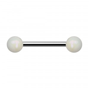 Nipple-Piercing Zwei Kugeln Acryl Effekt Schimmernd Wei&szlig;