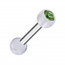 Knorpel-Piercing Zwei Kugeln Transparente PTFE Strass Gr&uuml;n