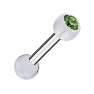 Knorpel-Piercing Zwei Kugeln Transparente PTFE Strass Gr&uuml;n