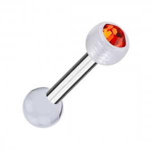 Knorpel-Piercing Zwei Kugeln Transparente PTFE Strass Rot