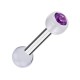 PTFE Transparent Two Balls Cartilage Piercing Ring w/ Purple Strass