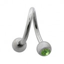 Helix- / Spiral-Piercing Chirurgenstahl Zwei Dunkelgr&uuml;ne Strasssteine