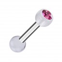 Knorpel-Piercing Zwei Kugeln Transparente PTFE Strass Rosa