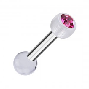 Knorpel-Piercing Zwei Kugeln Transparente PTFE Strass Rosa