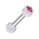 Knorpel-Piercing Zwei Kugeln Transparente PTFE Strass Rosa
