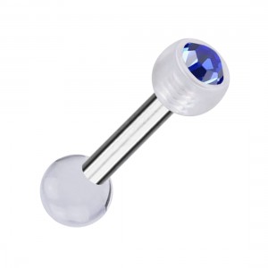 Knorpel-Piercing Zwei Kugeln Transparente PTFE Strass Dunkelblau