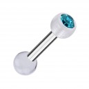 PTFE Transparent Two Balls Cartilage Piercing Ring w/ Turquoise Strass