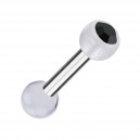 Knorpel-Piercing Zwei Kugeln Transparente PTFE Strass Schwarz