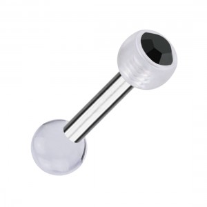 Knorpel-Piercing Zwei Kugeln Transparente PTFE Strass Schwarz