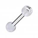 Knorpel-Piercing Zwei Kugeln Transparente PTFE Strass Weiß