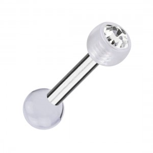 Knorpel-Piercing Zwei Kugeln Transparente PTFE Strass Weiß