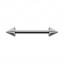 Two Spikes Surgical Steel Basic Nipple Piercing Barbell Ring