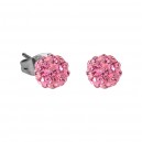 Pink Crystal Ball 316L Surgical Steel Earrings Ear Pair