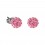 Pink Crystal Ball 316L Surgical Steel Earrings Ear Pair