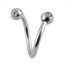 Helix- / Spiral-Piercing Chirurgenstahl 5 Weiße Strasssteine