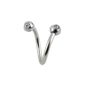 Helix- / Spiral-Piercing Chirurgenstahl 5 Weiße Strasssteine