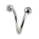 Twisted / Helix 316L Surgical Steel Barbell w/ 5 White Strass