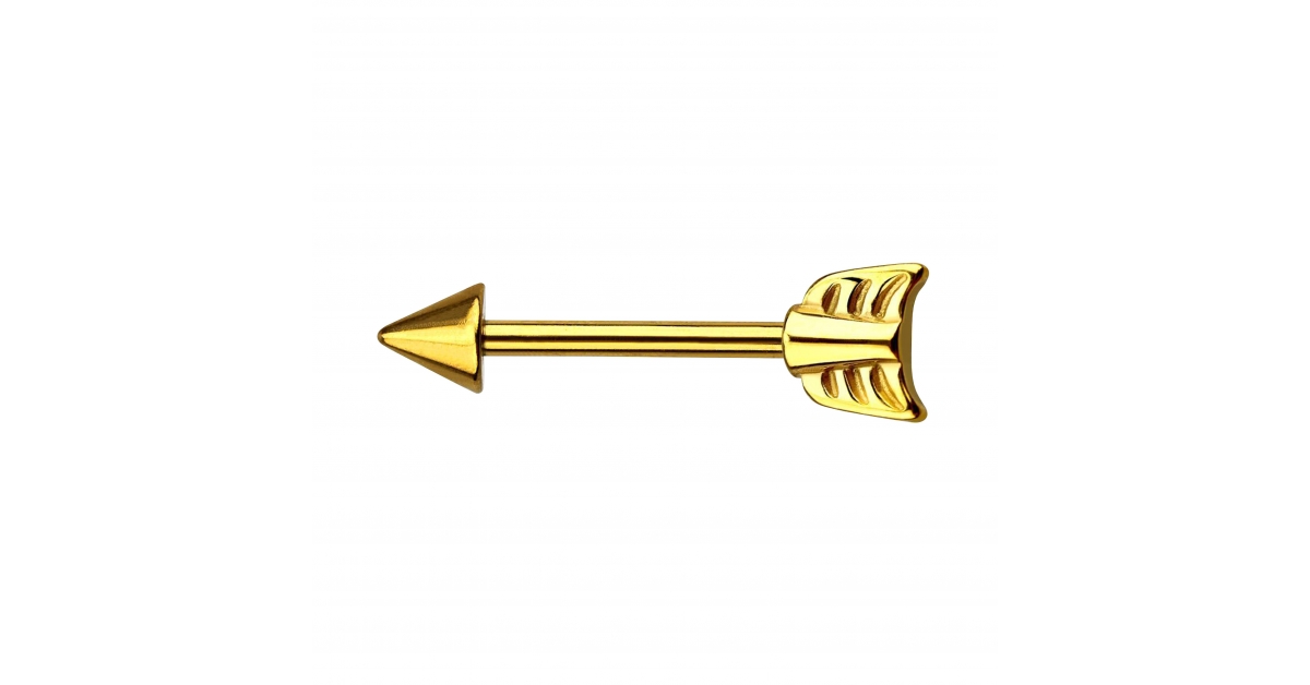 Piercing Téton Acier 316L Anodisé Doré Flèche
