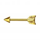 Nipple-Piercing Stahl 316L Eloxiert Golden Pfeil