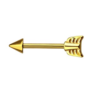 Gold Anodized Arrow 316L Steel Nipple Ring Piercing Barbell