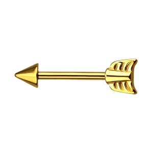 Nipple-Piercing Stahl 316L Eloxiert Golden Pfeil