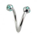 Helix- / Spiral-Piercing Chirurgenstahl 5 Türkisene Strasssteine